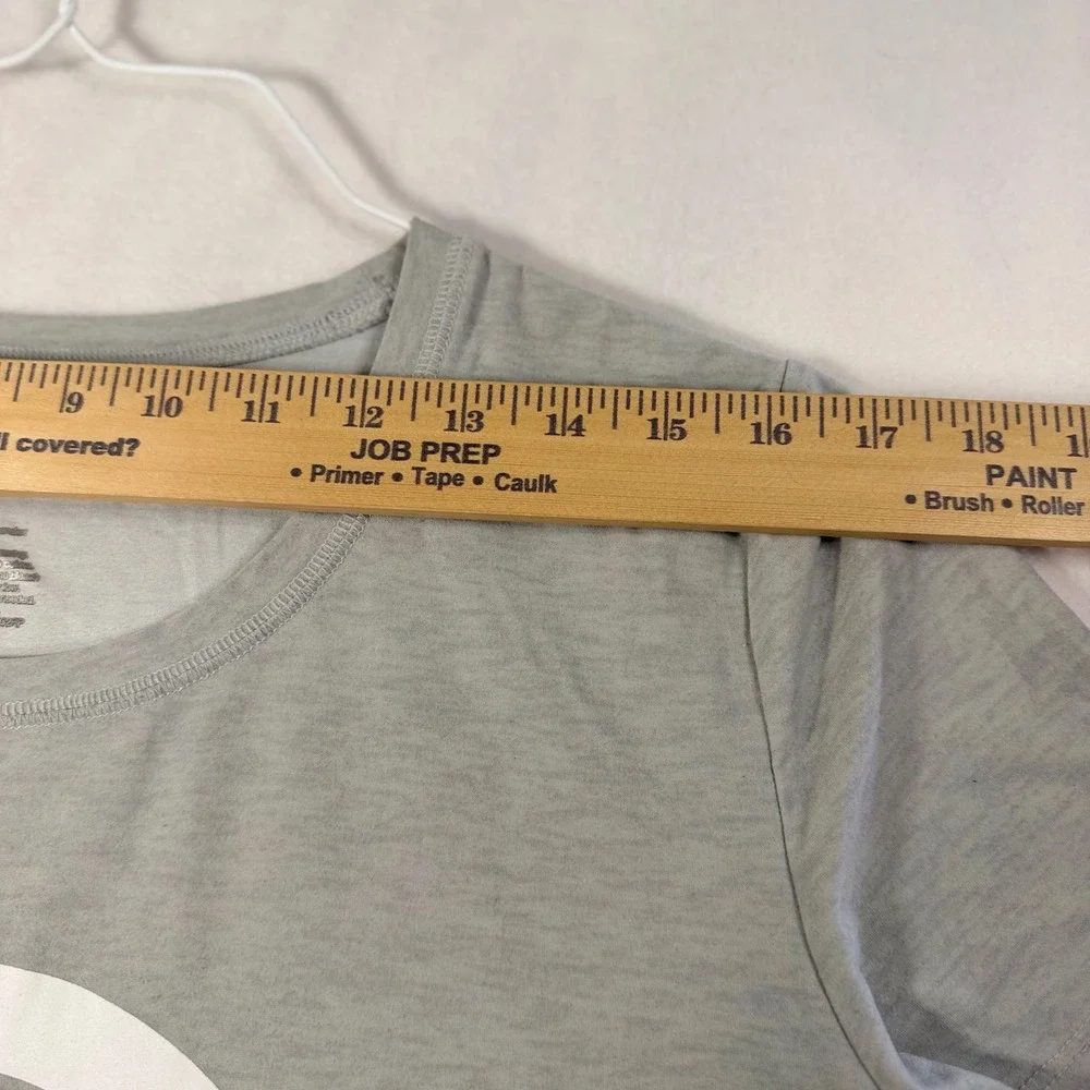Womens Gray Rainbow Smile Pajama Top Short Sleeve Sleep Shirt Med